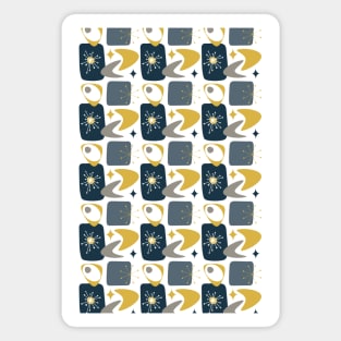 Atomic Age Mid-Century Pattern in Navy, Yellow and Grey Magnet